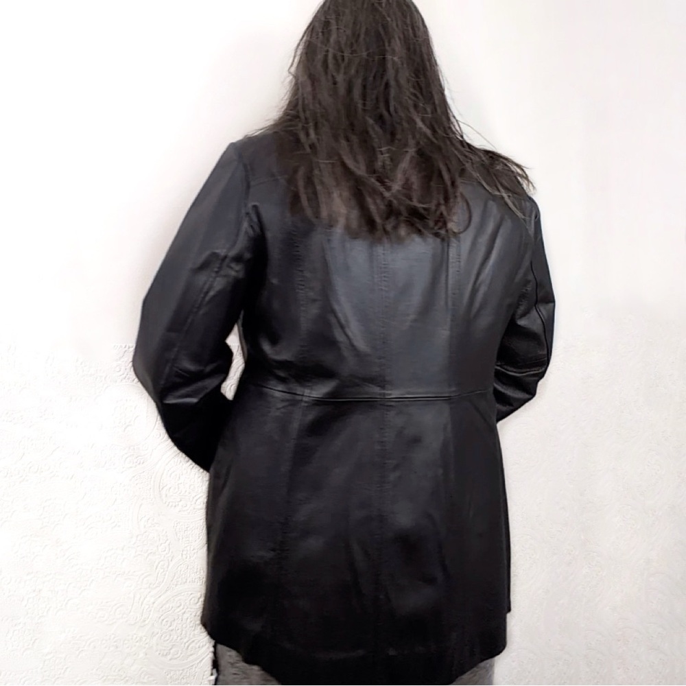 Vintage East 5th heavy duty black leather coat women’s 1X jacket - Picture 4 of 12